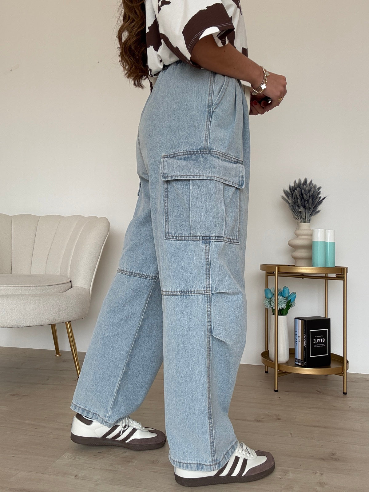 P7956-PANTALONE CARGO DENIM