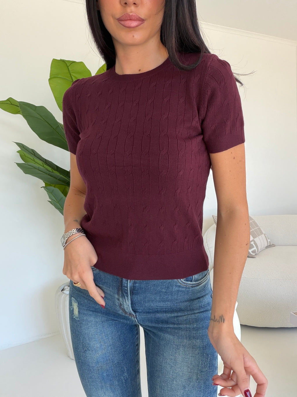 HG69914AB-NEW CARDIGAN 2 IN 1 WINE