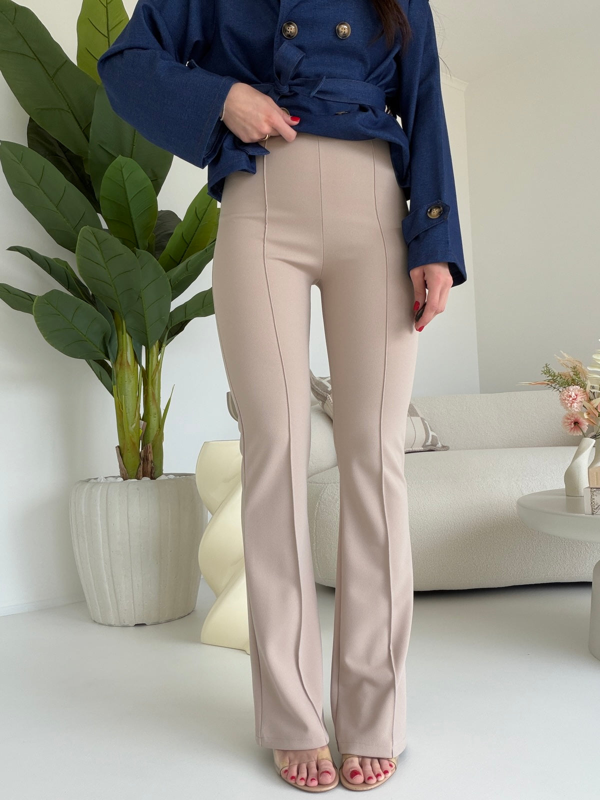H590-PANTALONE A ZAMPA TAUPE
