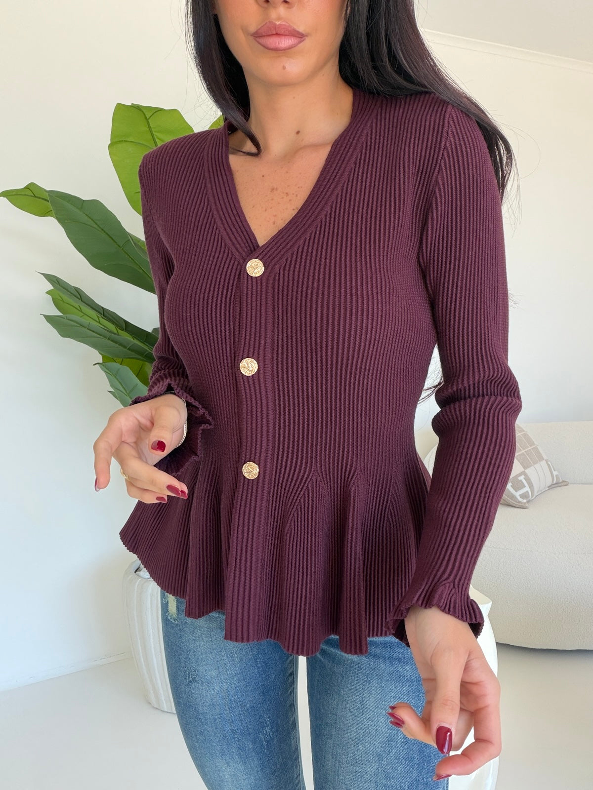 5542-CARDIGAN THAT'S AMORE WINE