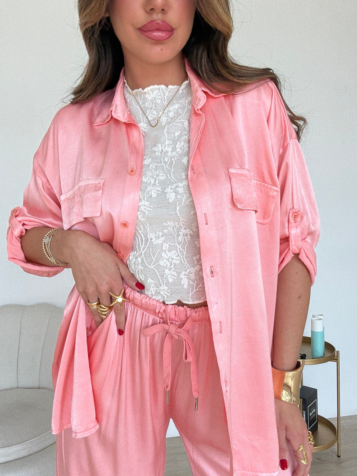 CAMICIA SATIN ROSA