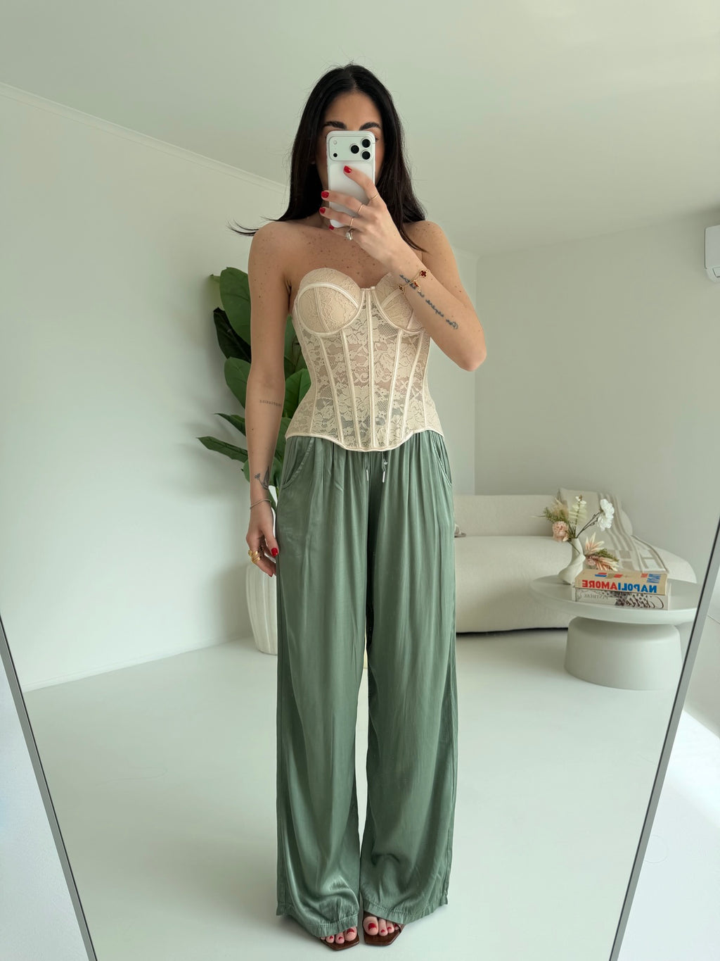 PANTALONE SATIN MILITARE