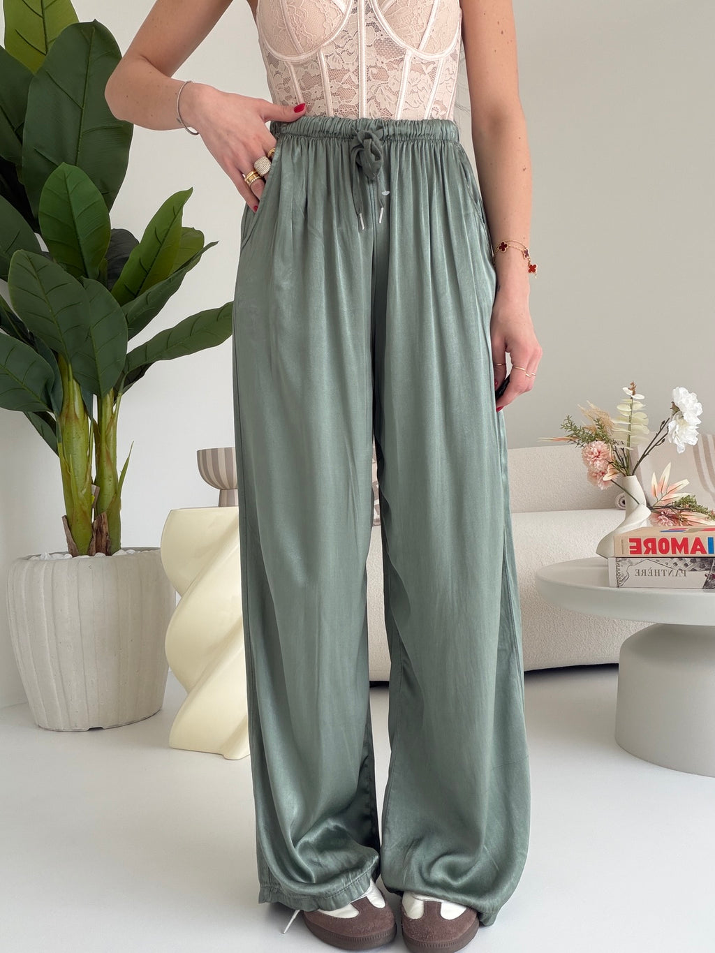 PANTALONE SATIN MILITARE