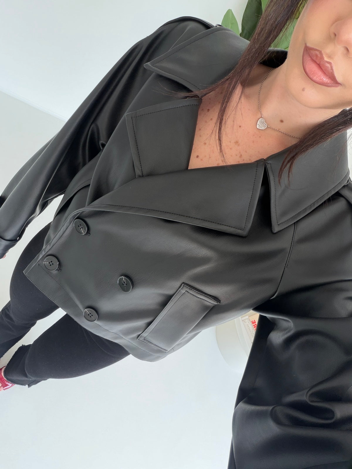 G67121-MINI TRENCH IN ECOPELLE NERO