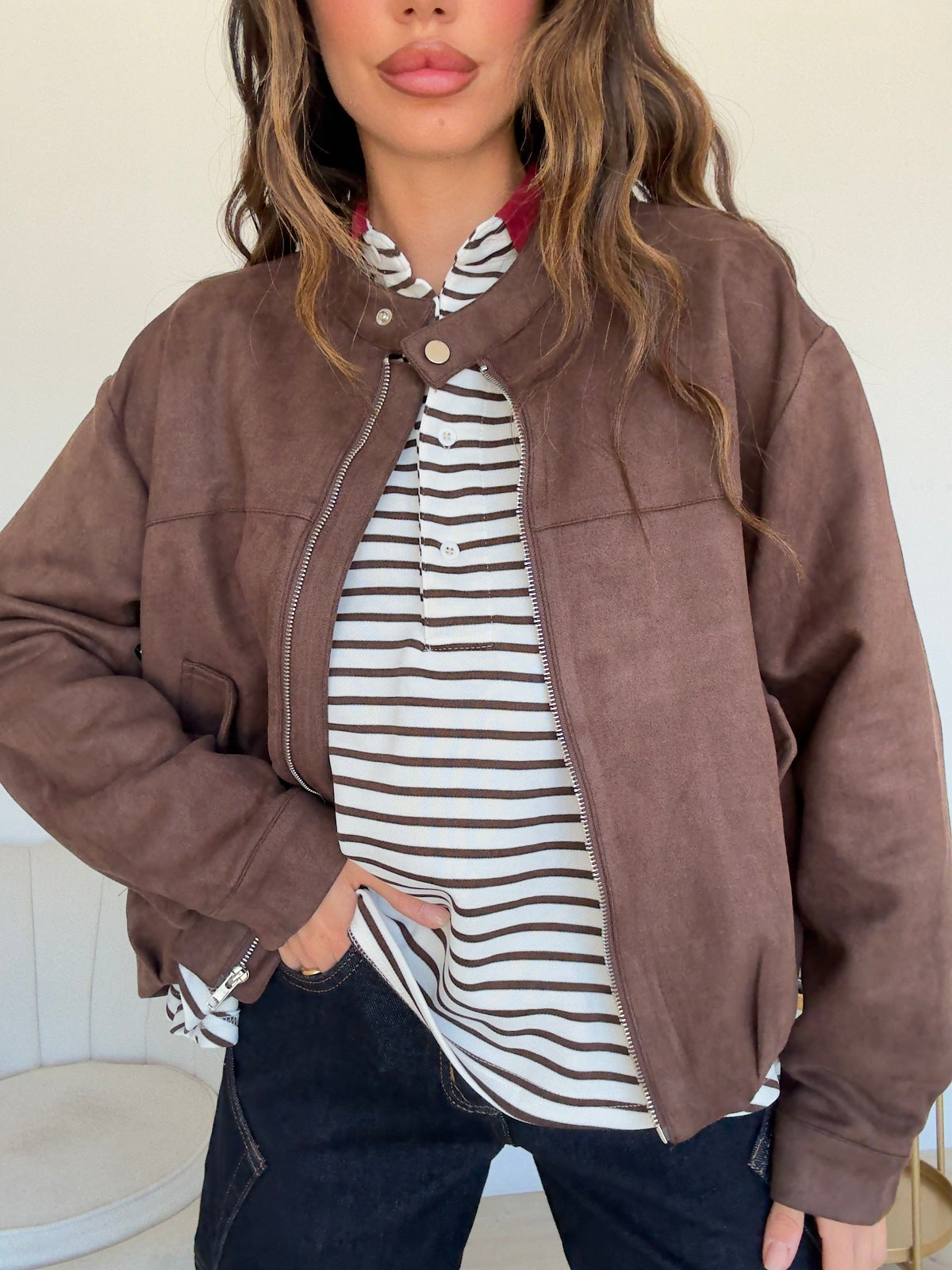 ST2514-BOMBER SUEDE NICOLE