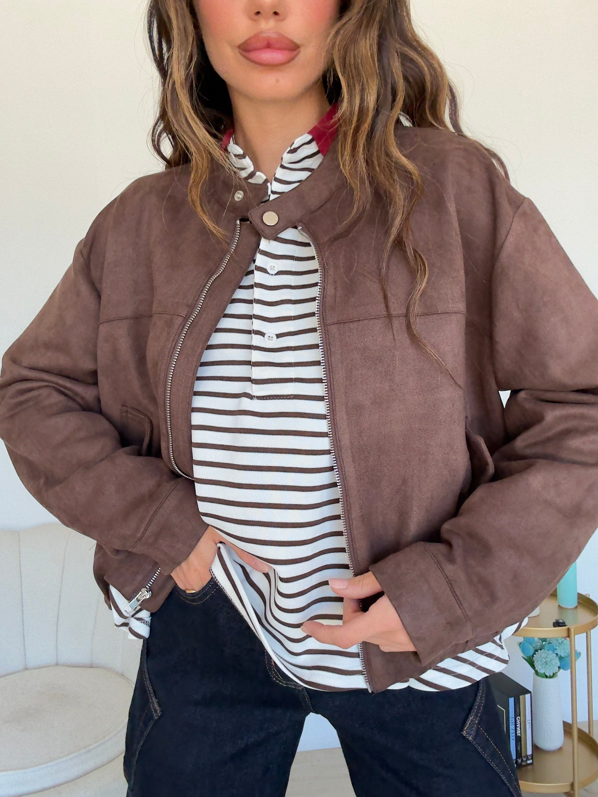 ST2514-BOMBER SUEDE NICOLE