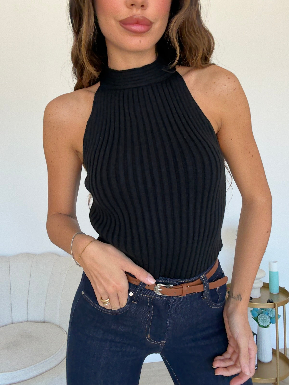 3218-CANOTTA HALTER NERA