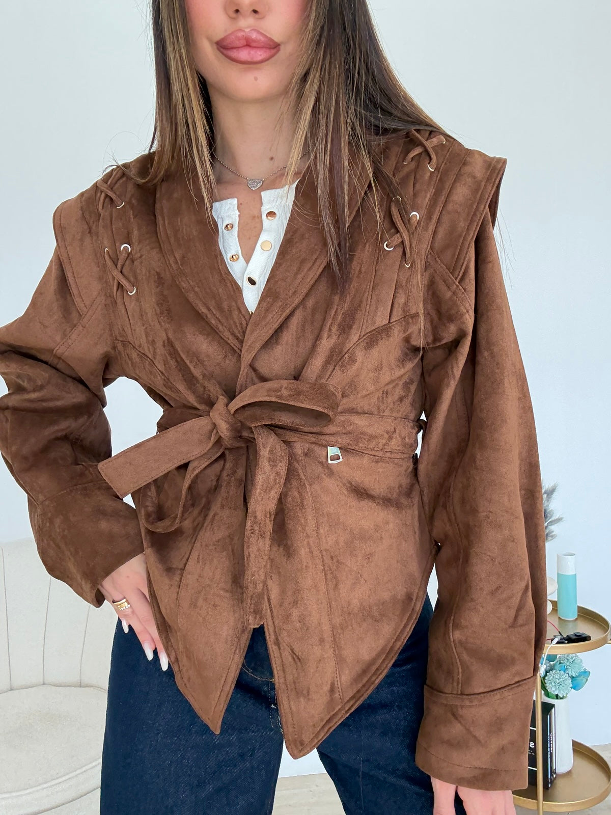 DD86-B-GIACCA STRINGHE IN SUEDE