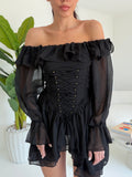S02301-MINI ABITO STRINGHE NERO