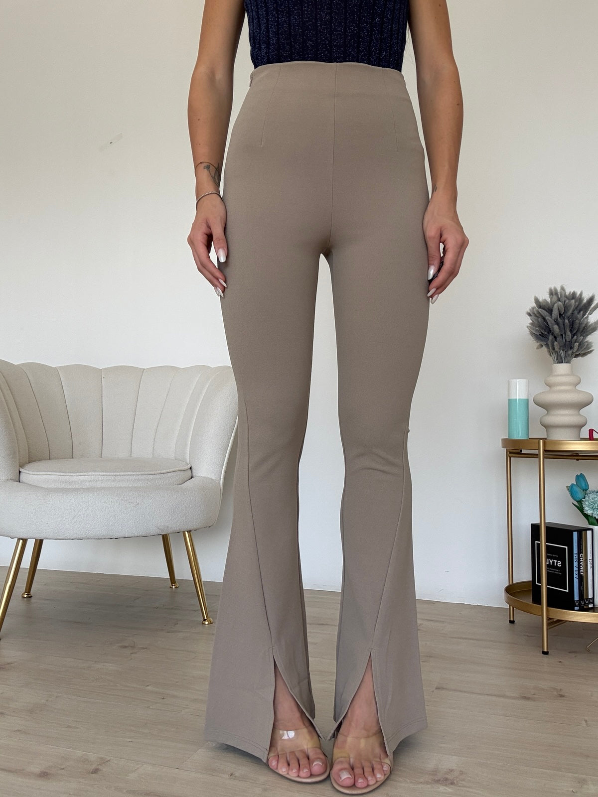 7147-PANTALONE SPACCHETTI TAUPE