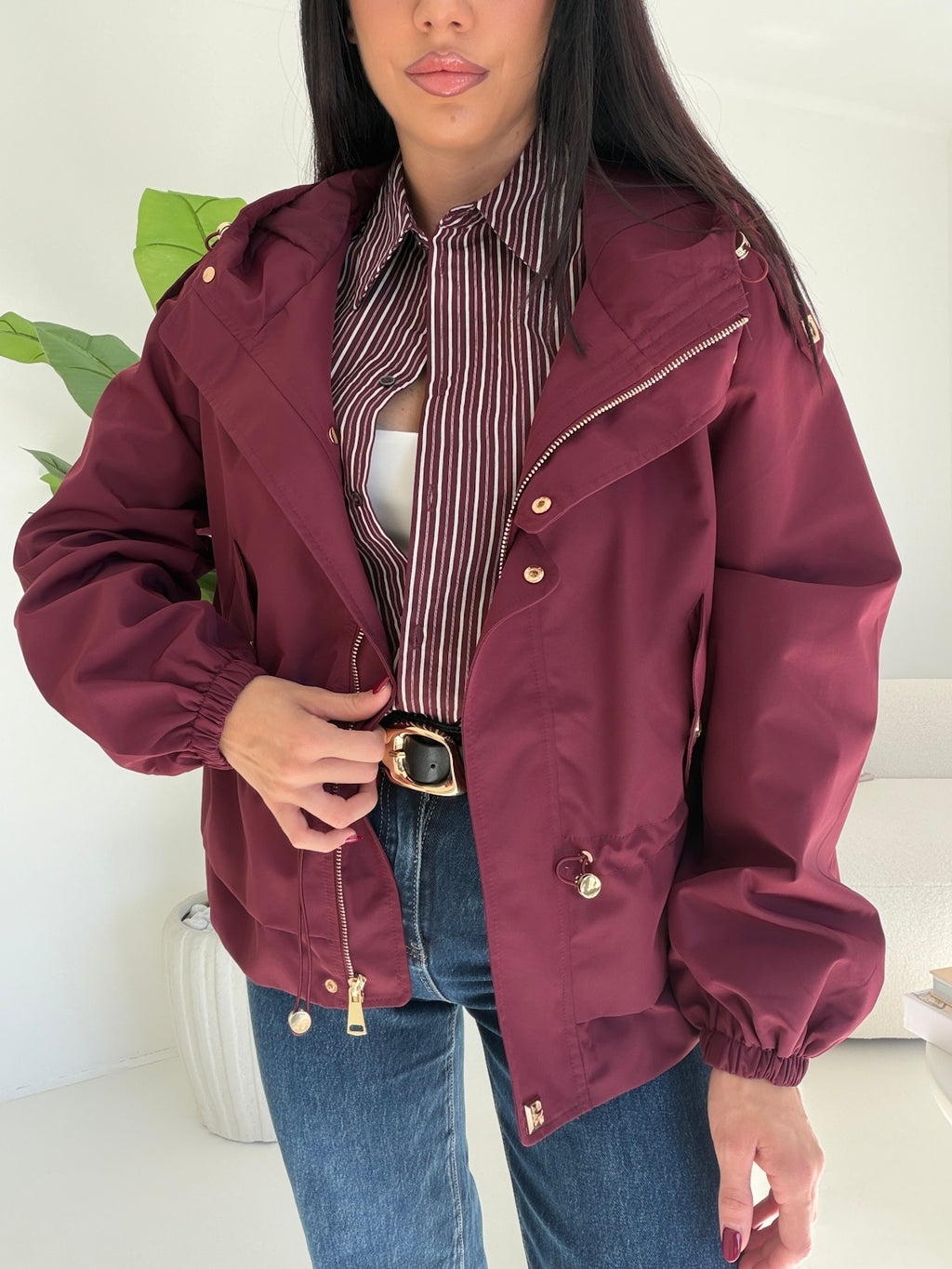 V76883-MINI PARKA WINE