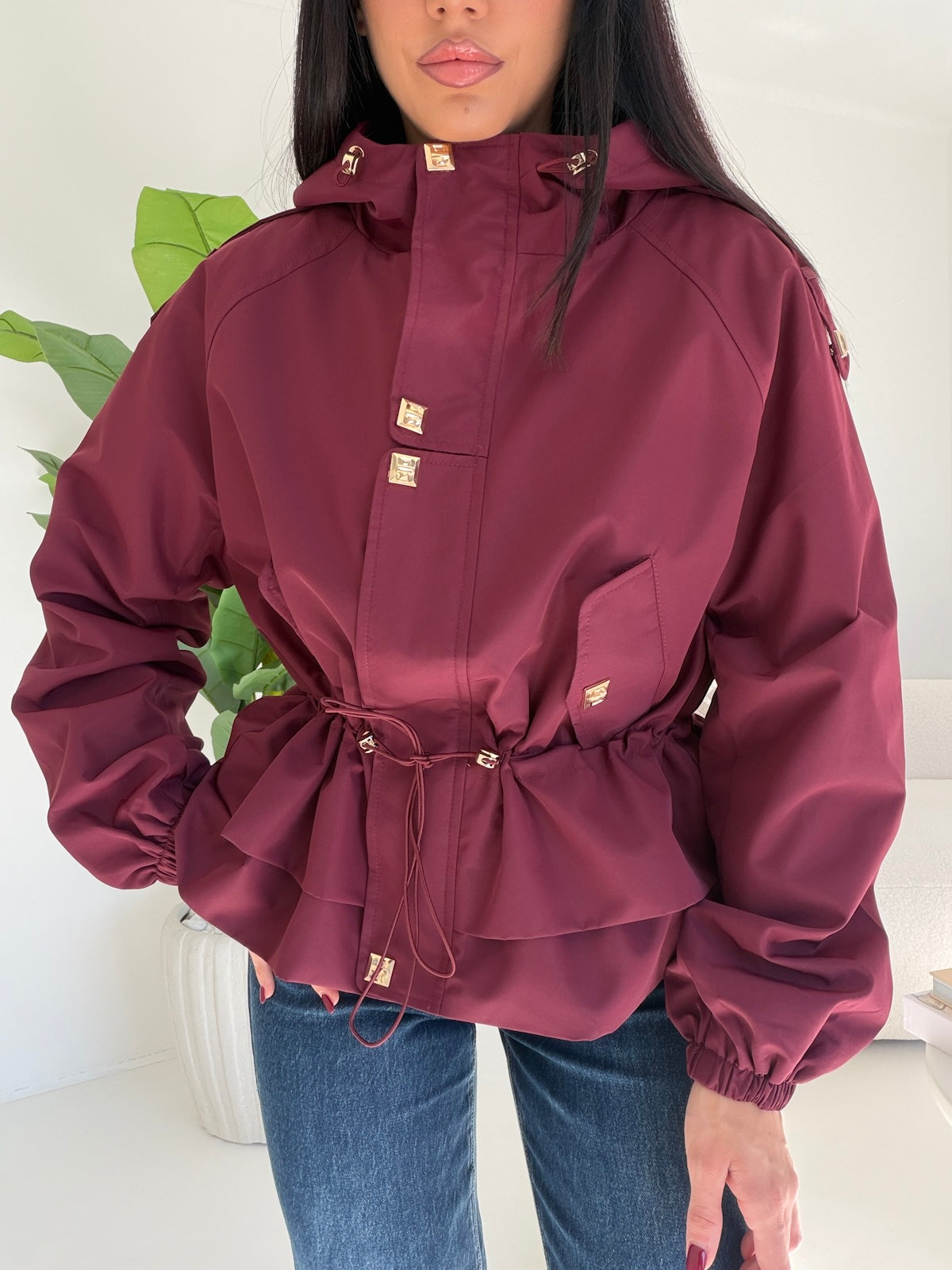 V76883-MINI PARKA WINE