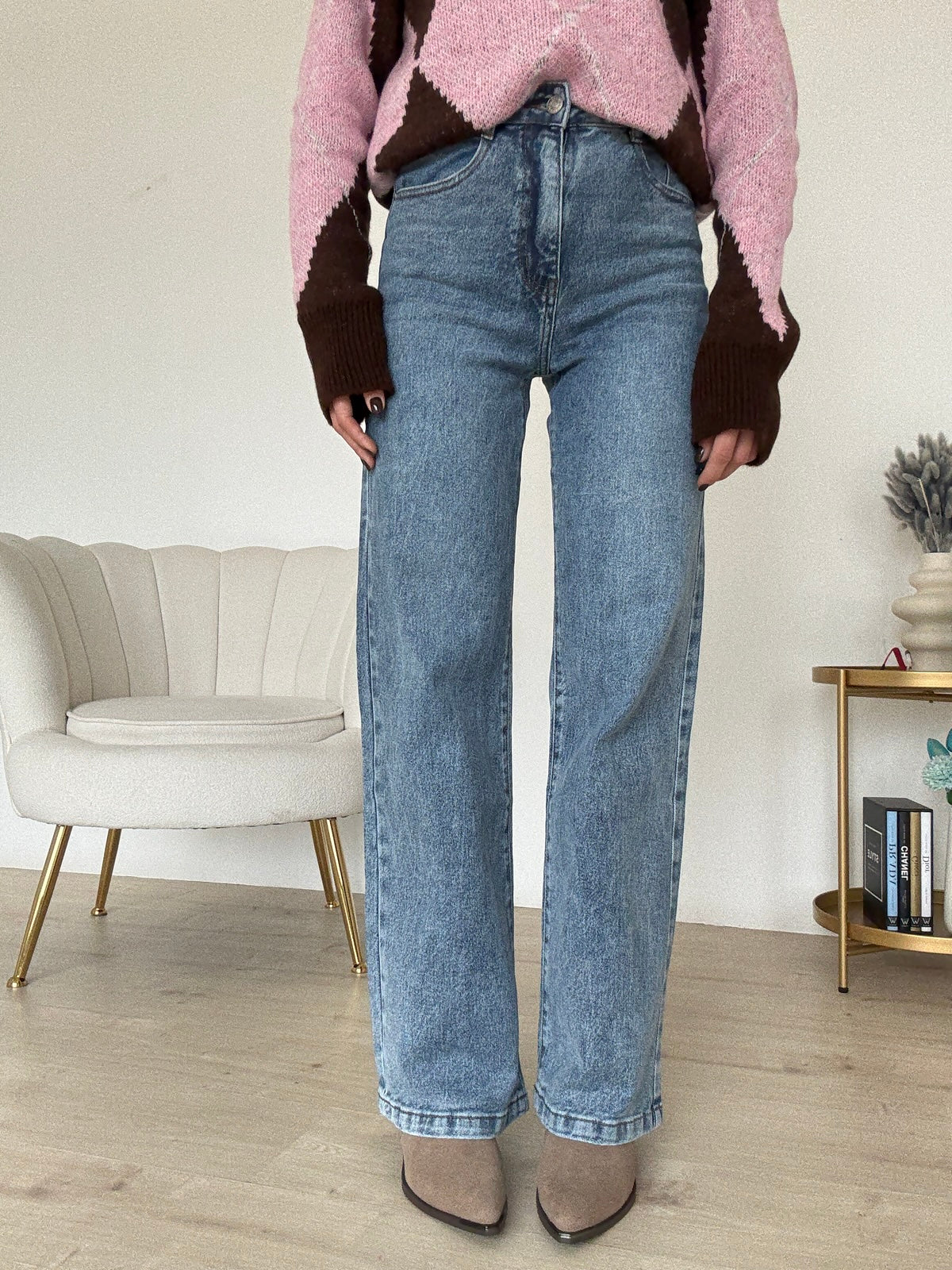 Y5235-JEANS GAMBA DRITTA DAVINA