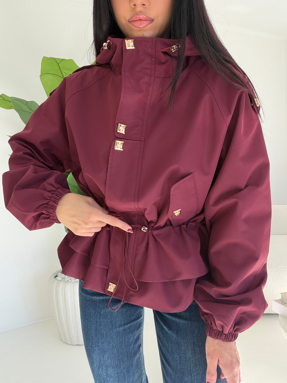 V76883-MINI PARKA WINE