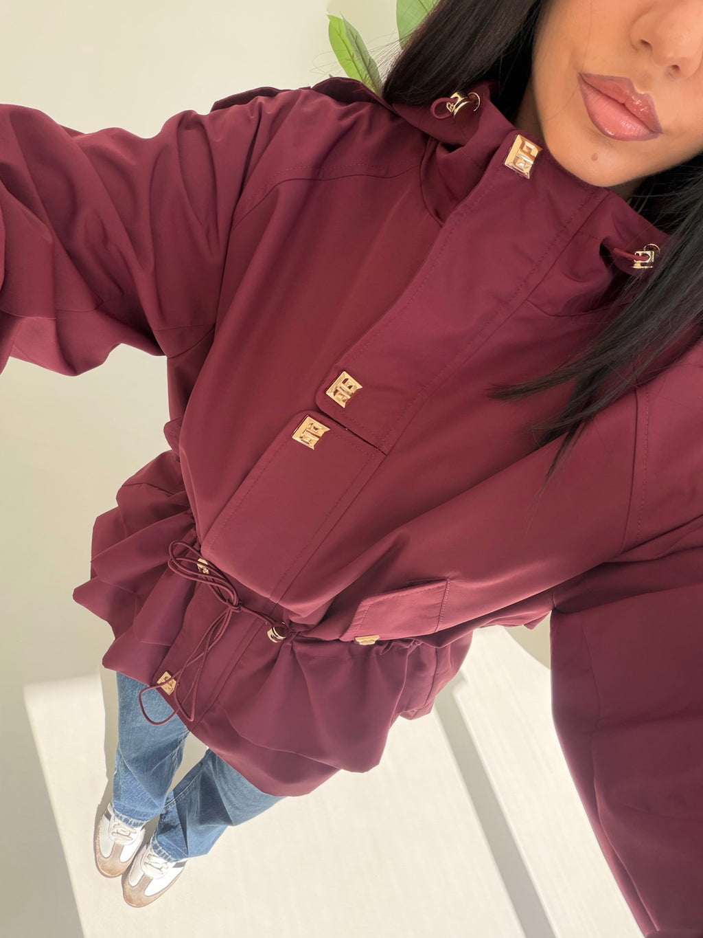 V76883-MINI PARKA WINE
