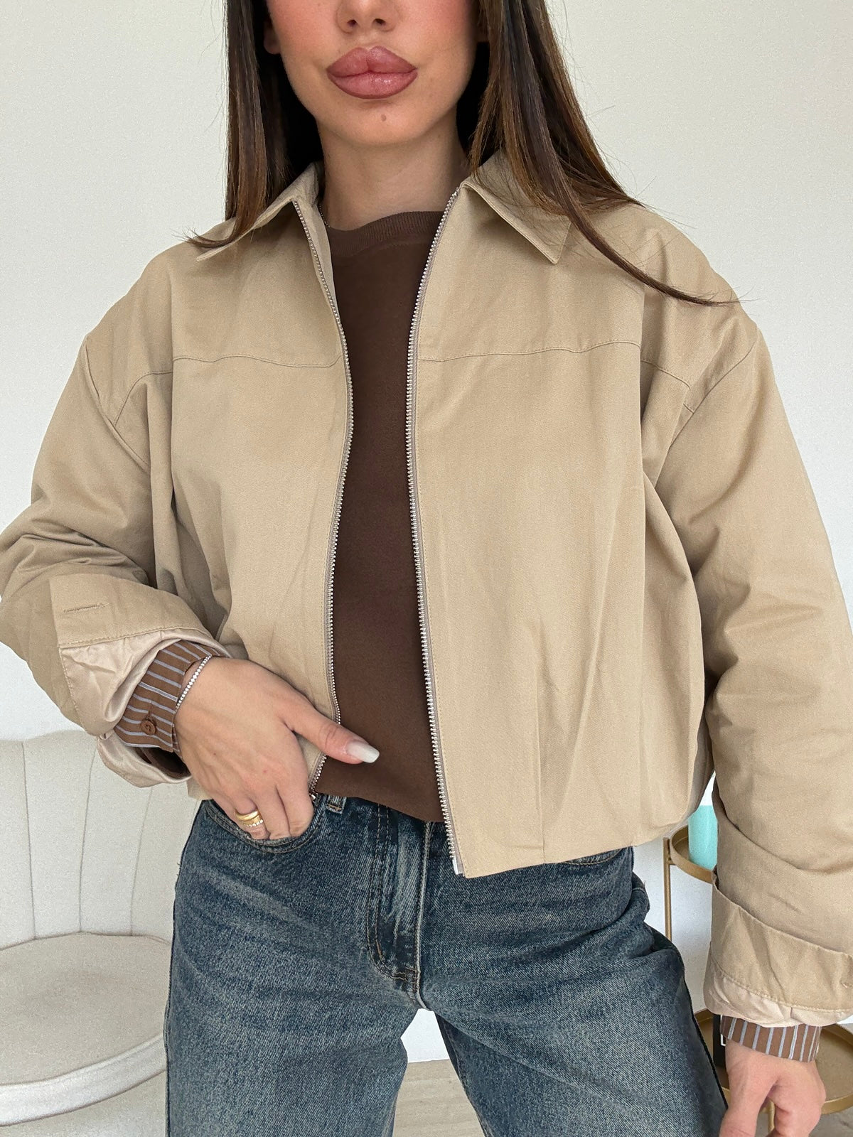 11388-BOMBER CROP BISCOTTO
