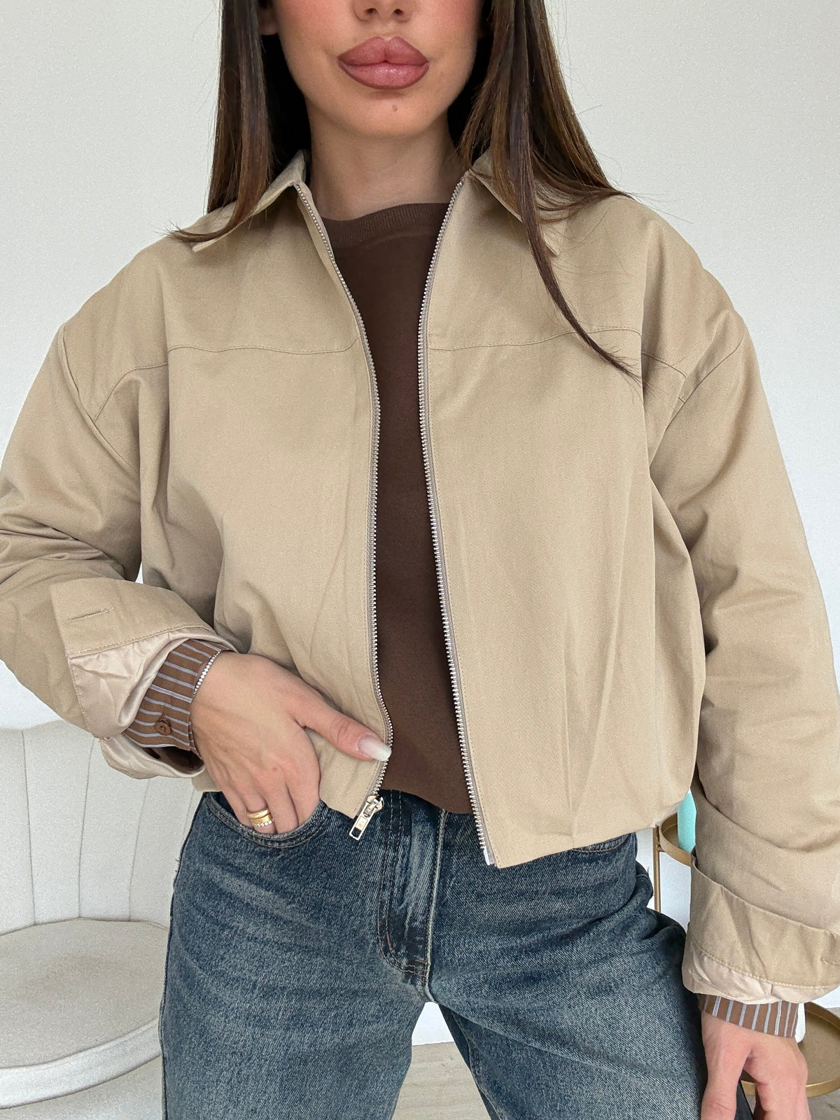 11388-BOMBER CROP BISCOTTO