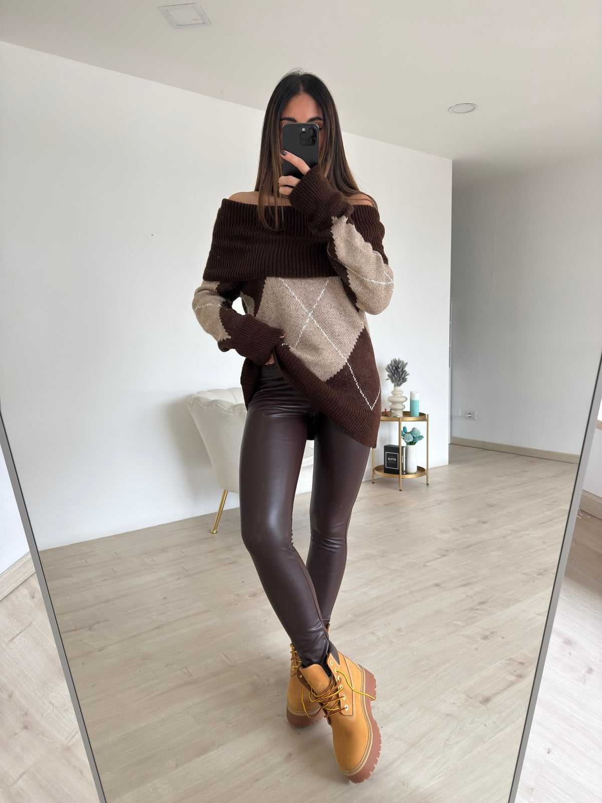 VS19050-PANTALONE IN ECOPELLE CHOCO