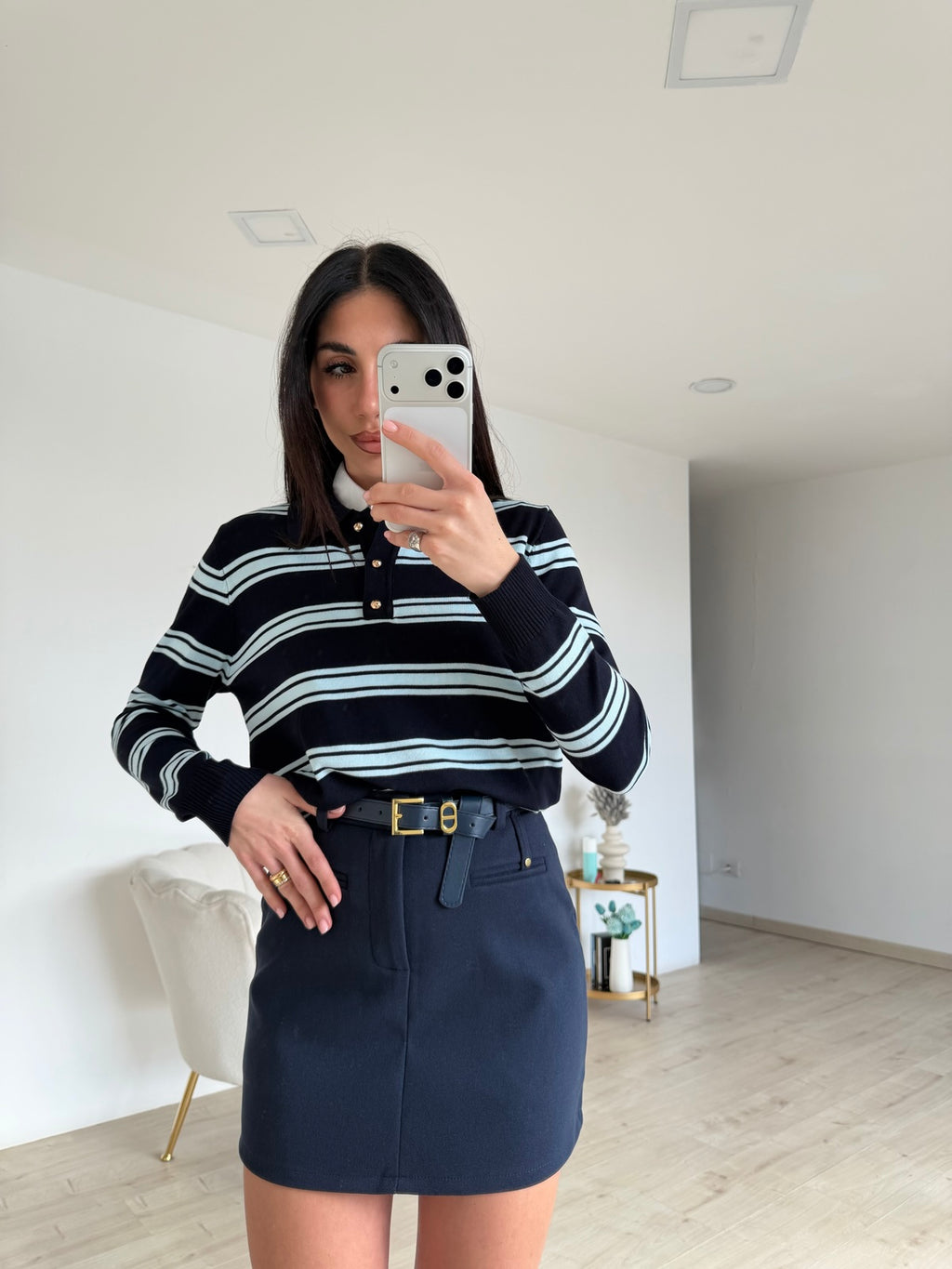 6565-MINI GONNA-SHORT CHRIS NAVY