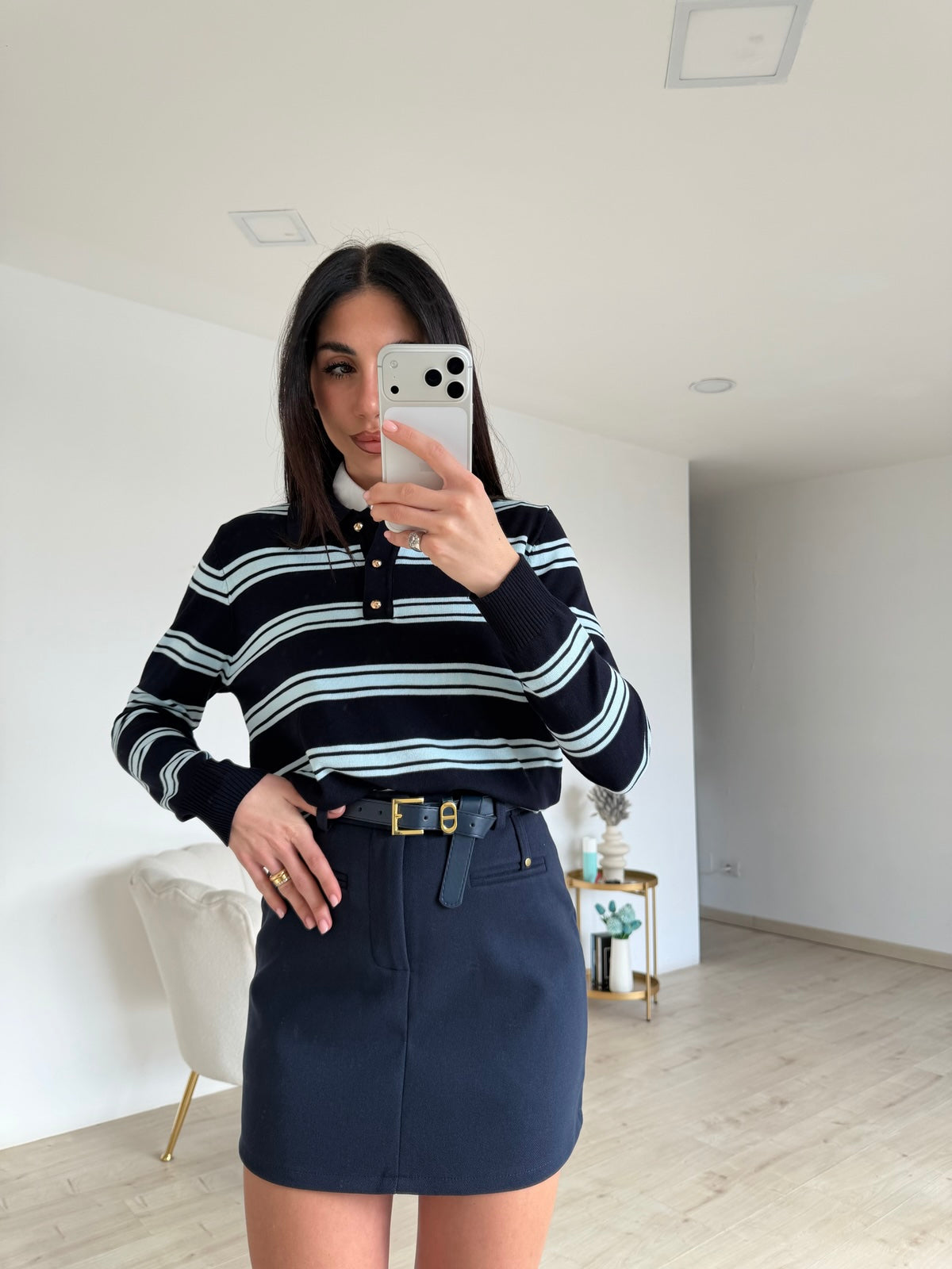 6565-MINI GONNA-SHORT CHRIS NAVY