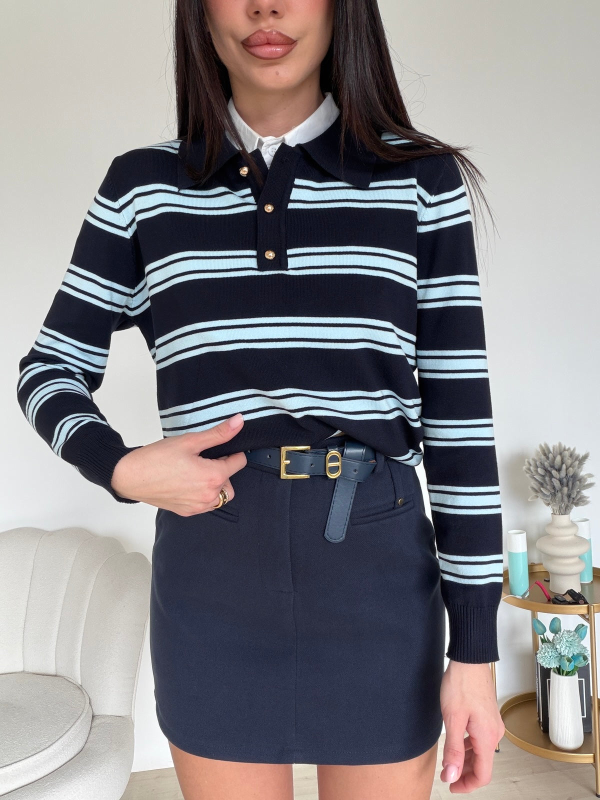 6565-MINI GONNA-SHORT CHRIS NAVY