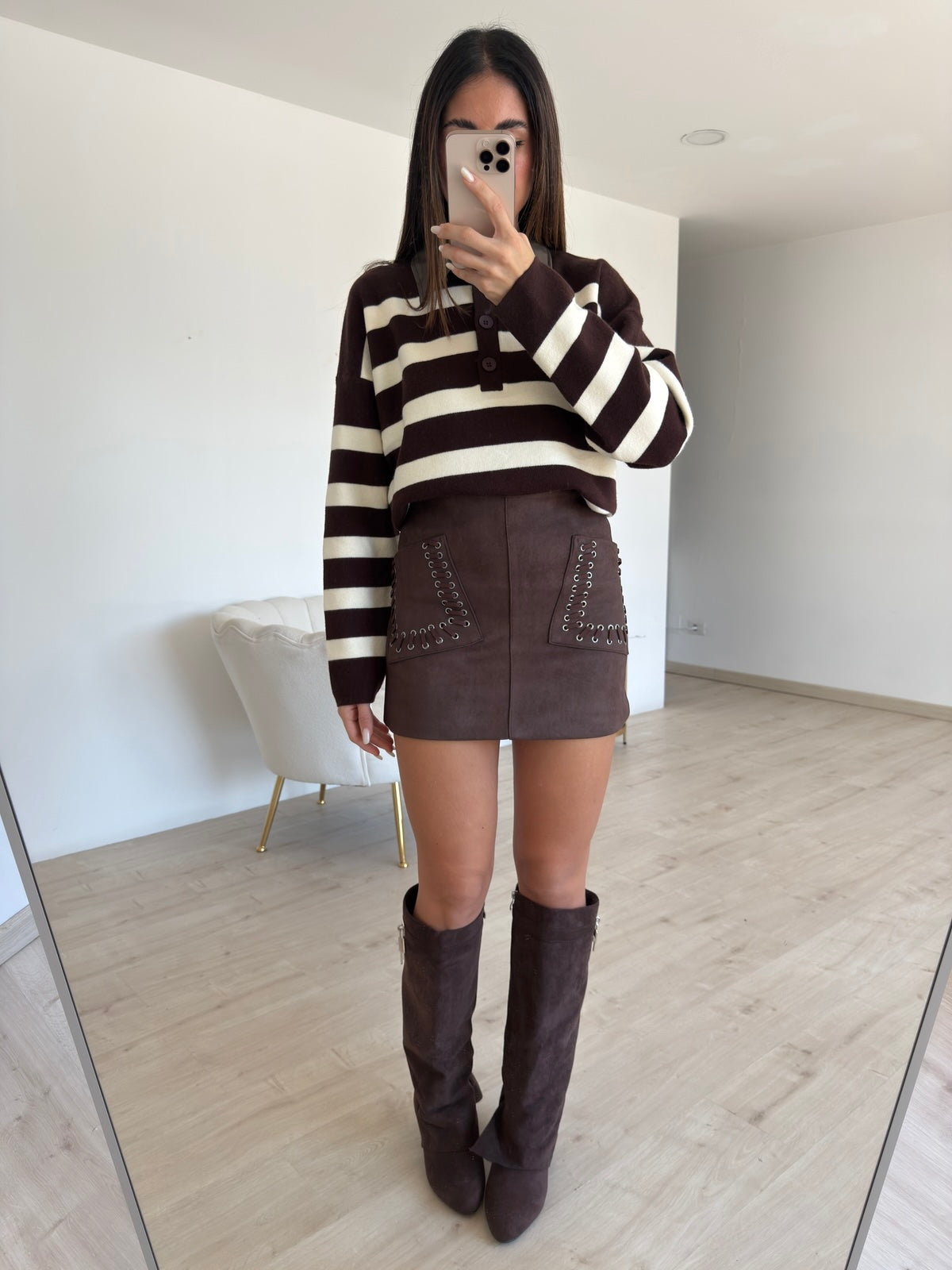 19262-A-MINI GONNA POCKET CHOCO