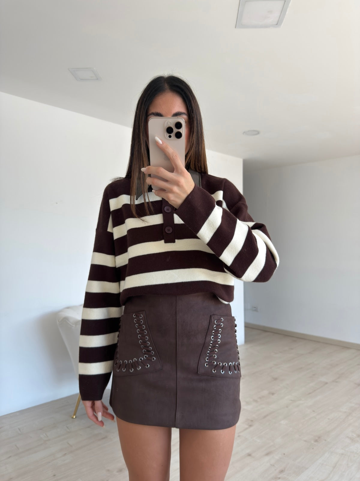 19262-A-MINI GONNA POCKET CHOCO