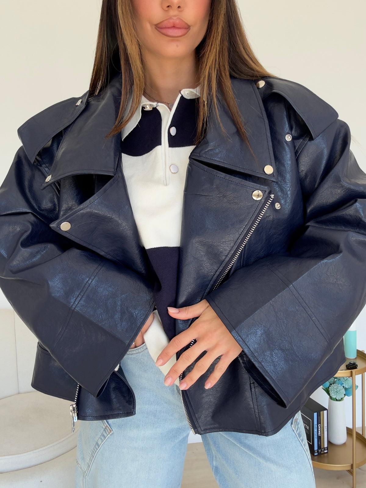 PU8020-1-BIKER ECOPELLE NAVY