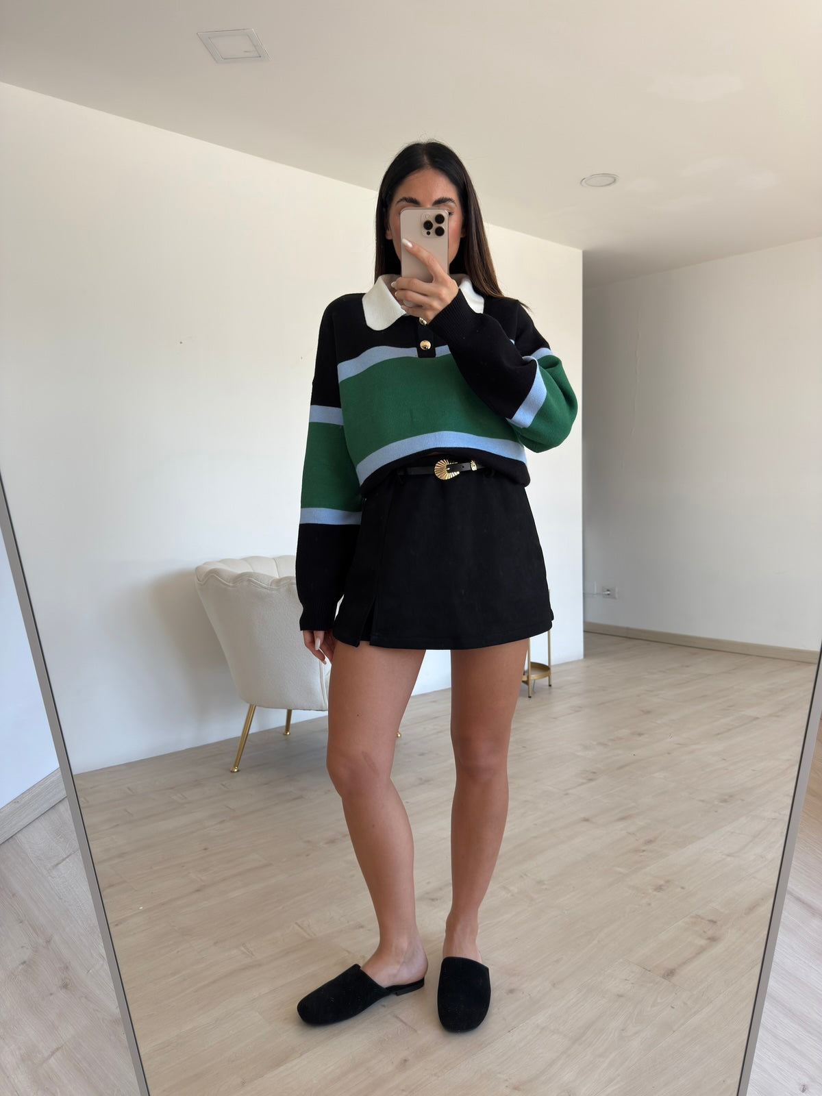 20684-MINI GONNA-SHORT CAMOSCIO NERA