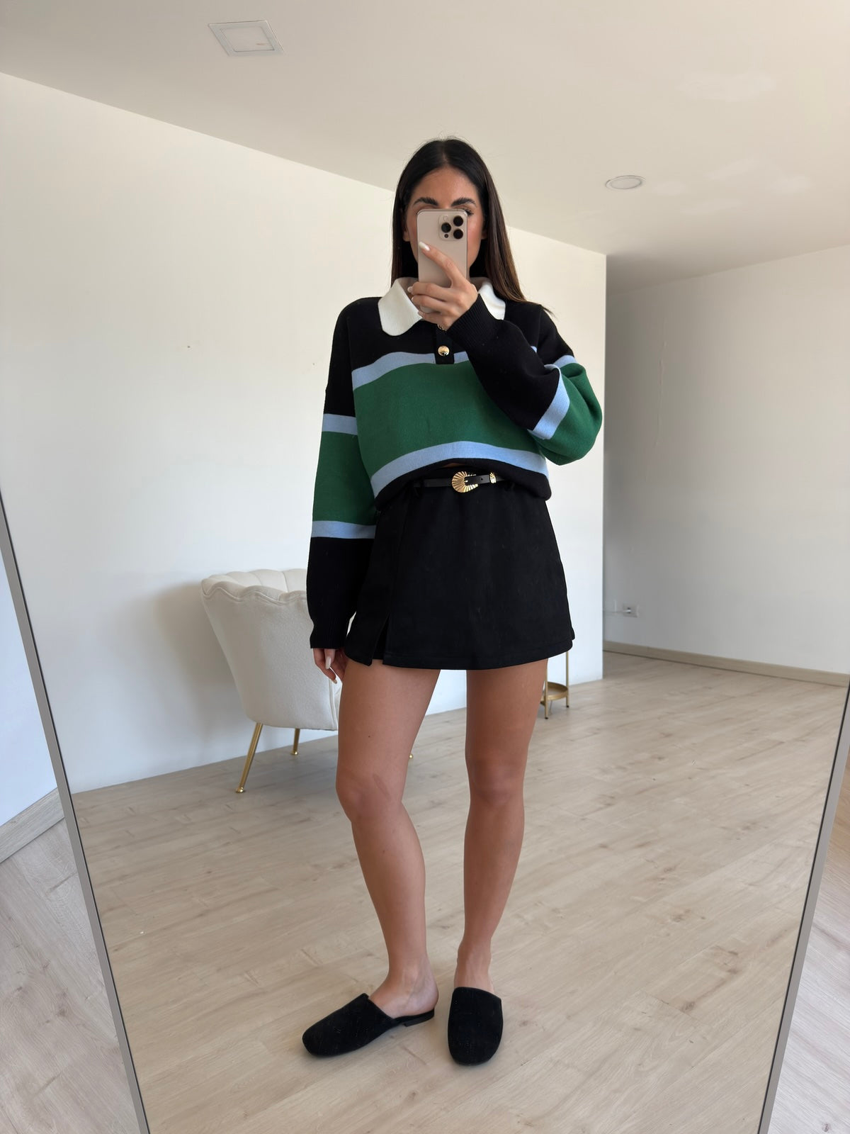 20684-MINI GONNA-SHORT CAMOSCIO NERA