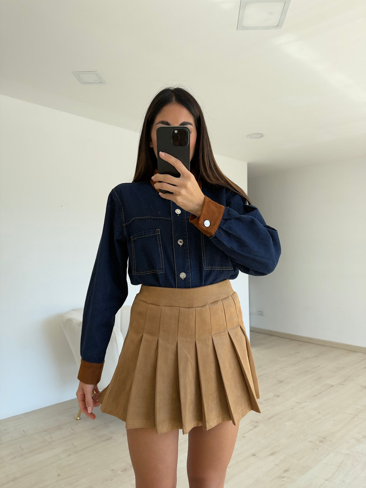 V5932-MINI GONNA PLISSE' BISCOTTO