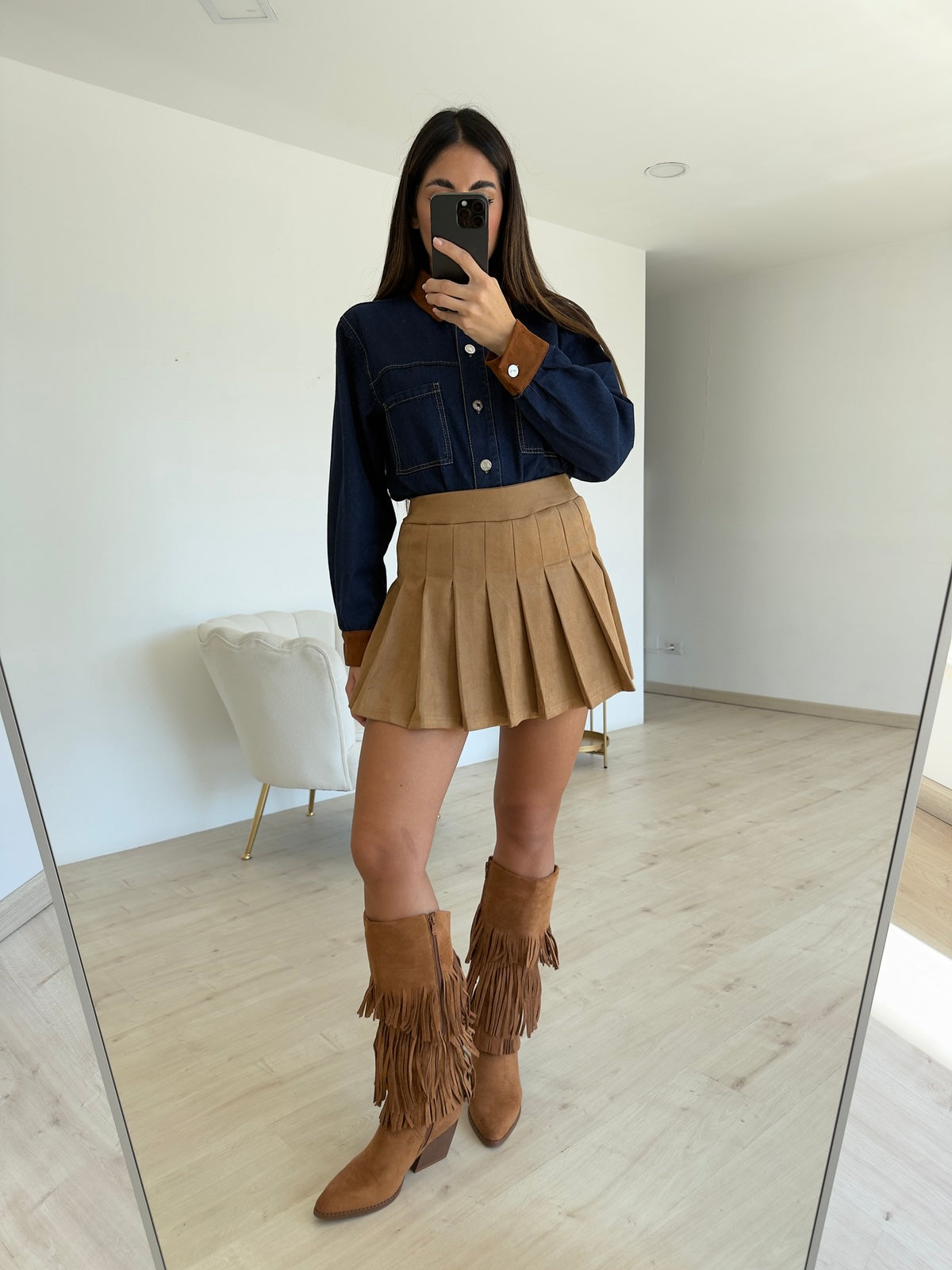 V5932-MINI GONNA PLISSE' BISCOTTO