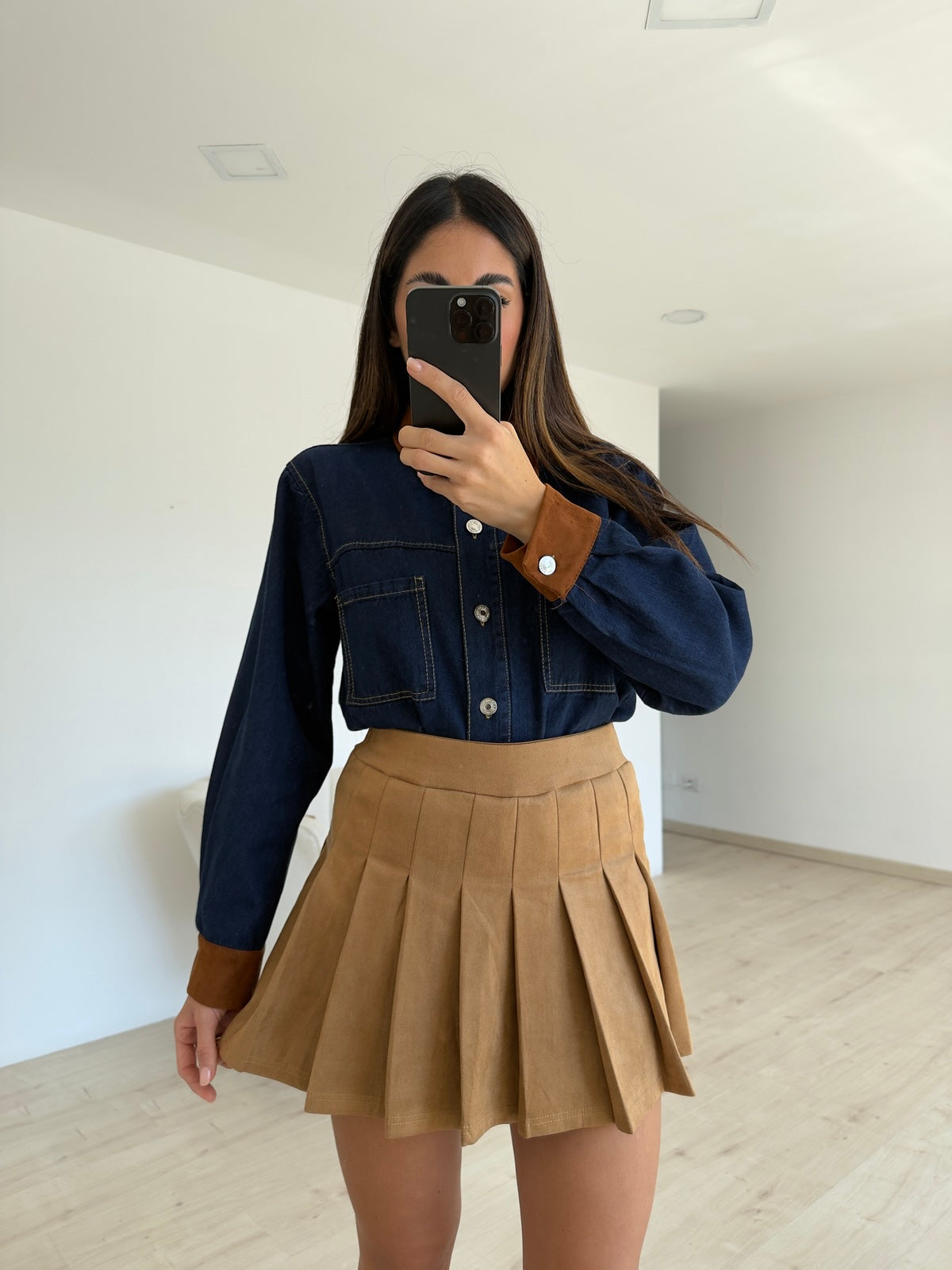 V5932-MINI GONNA PLISSE' BISCOTTO