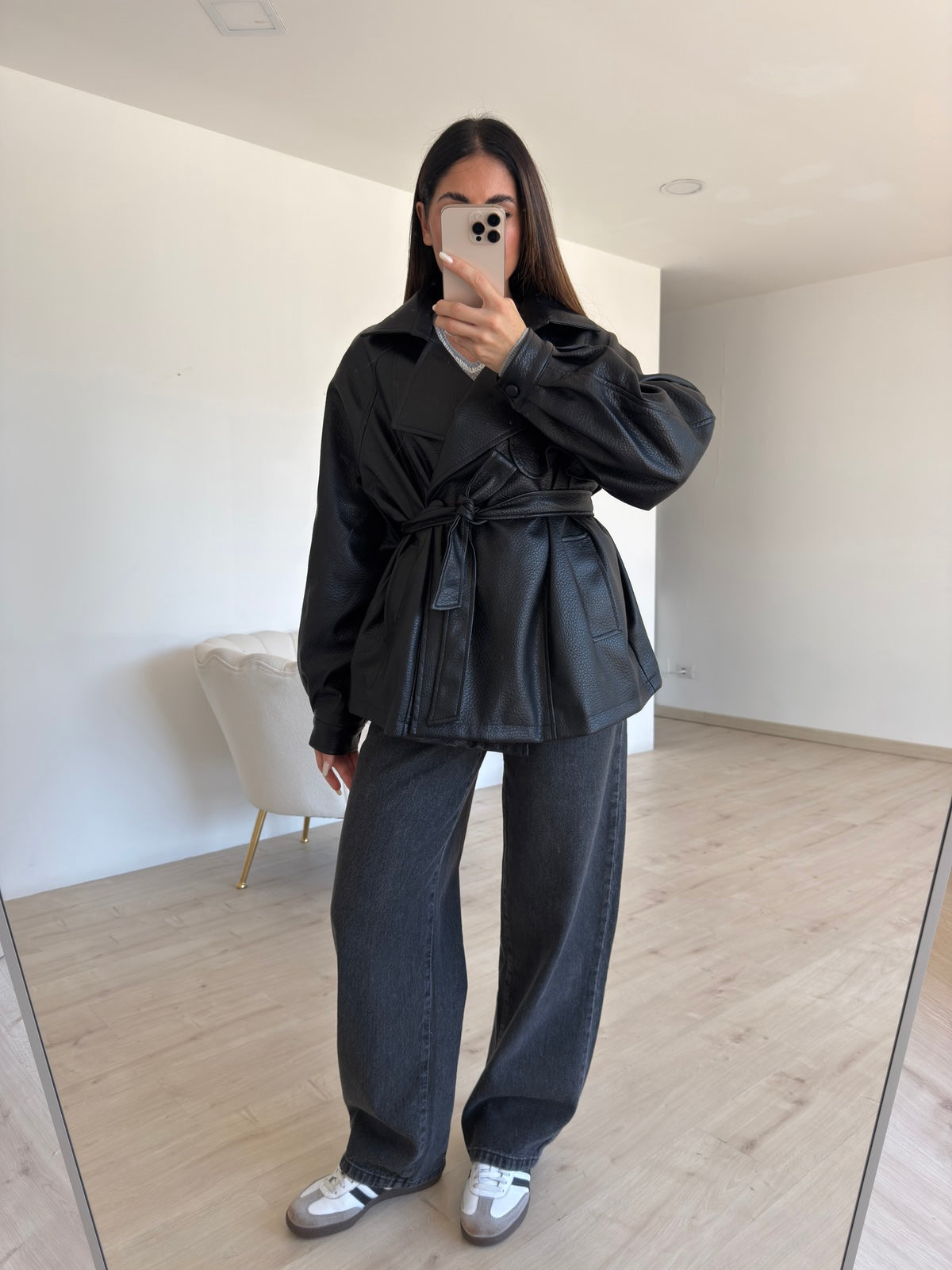 GB037-JEANS RISVOLTO DENIM NERO