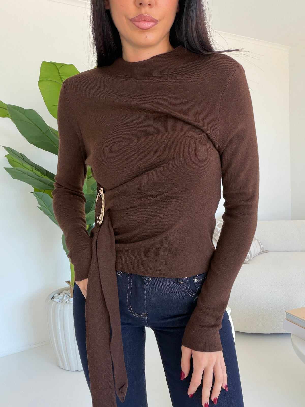 HW69561- MAGLIA GOLDA CHOCO