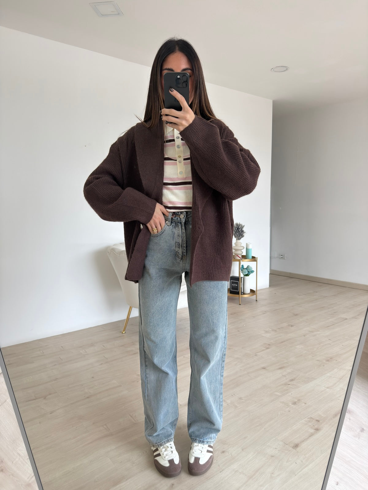 7091-CARDIGAN BISOU CHOCO