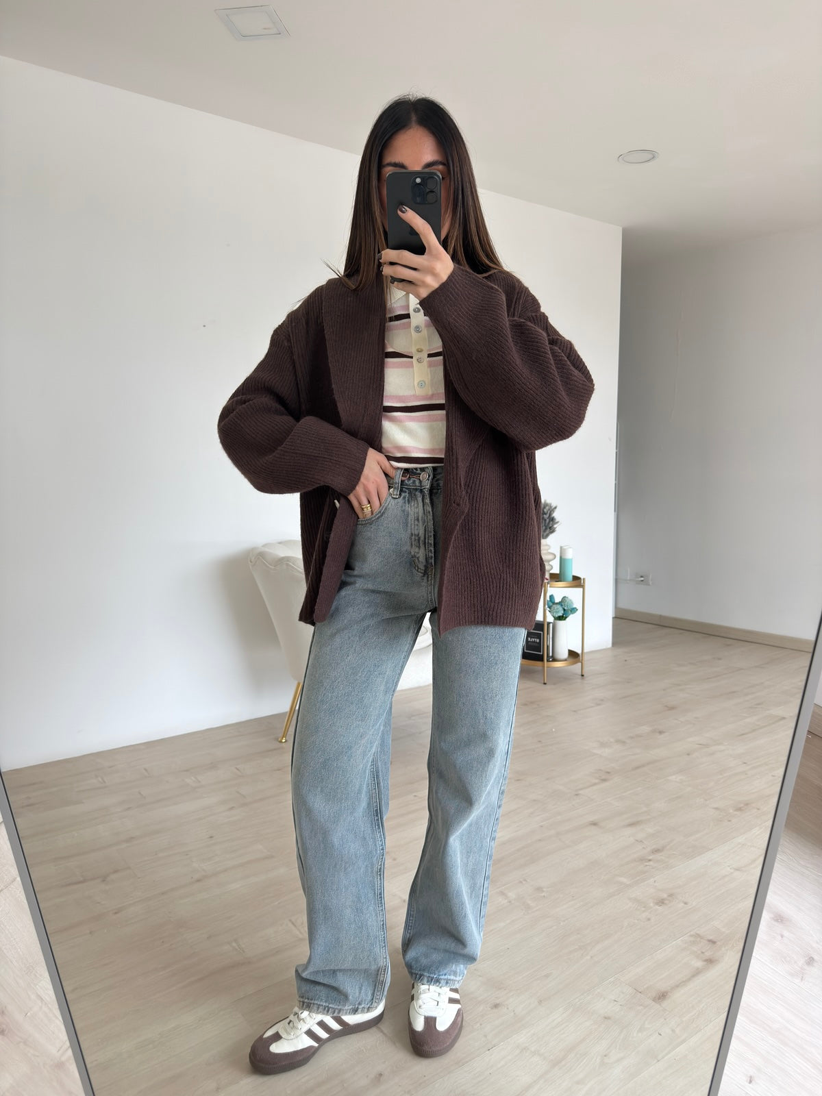 7091-CARDIGAN BISOU CHOCO