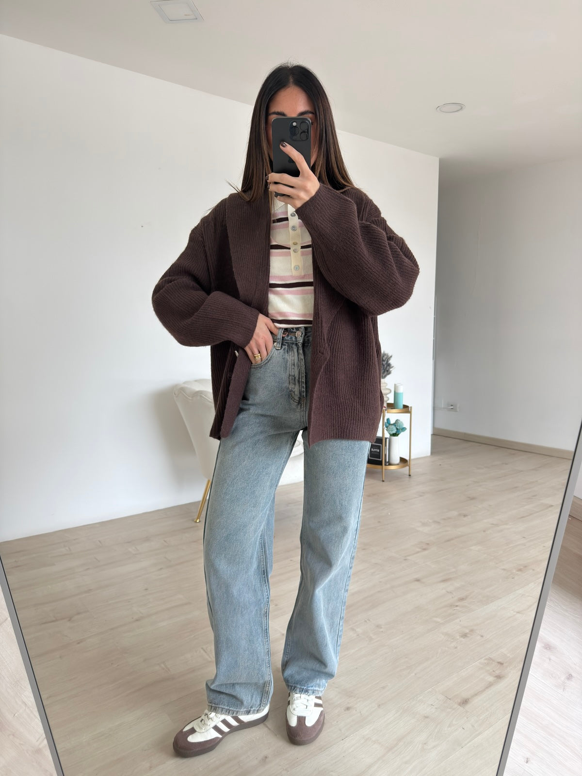 7091-CARDIGAN BISOU CHOCO