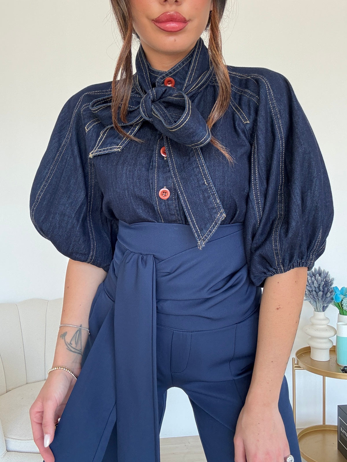 W33812-CAMICIA GIORDY BLU DENIM