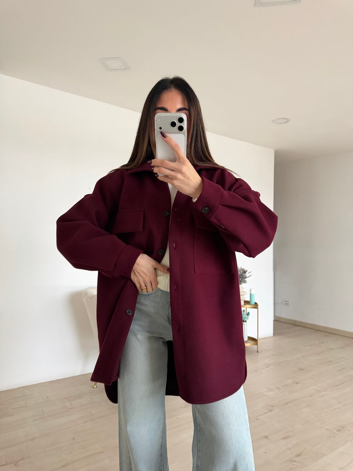 CAMICIA IN PANNO BORDEAUX