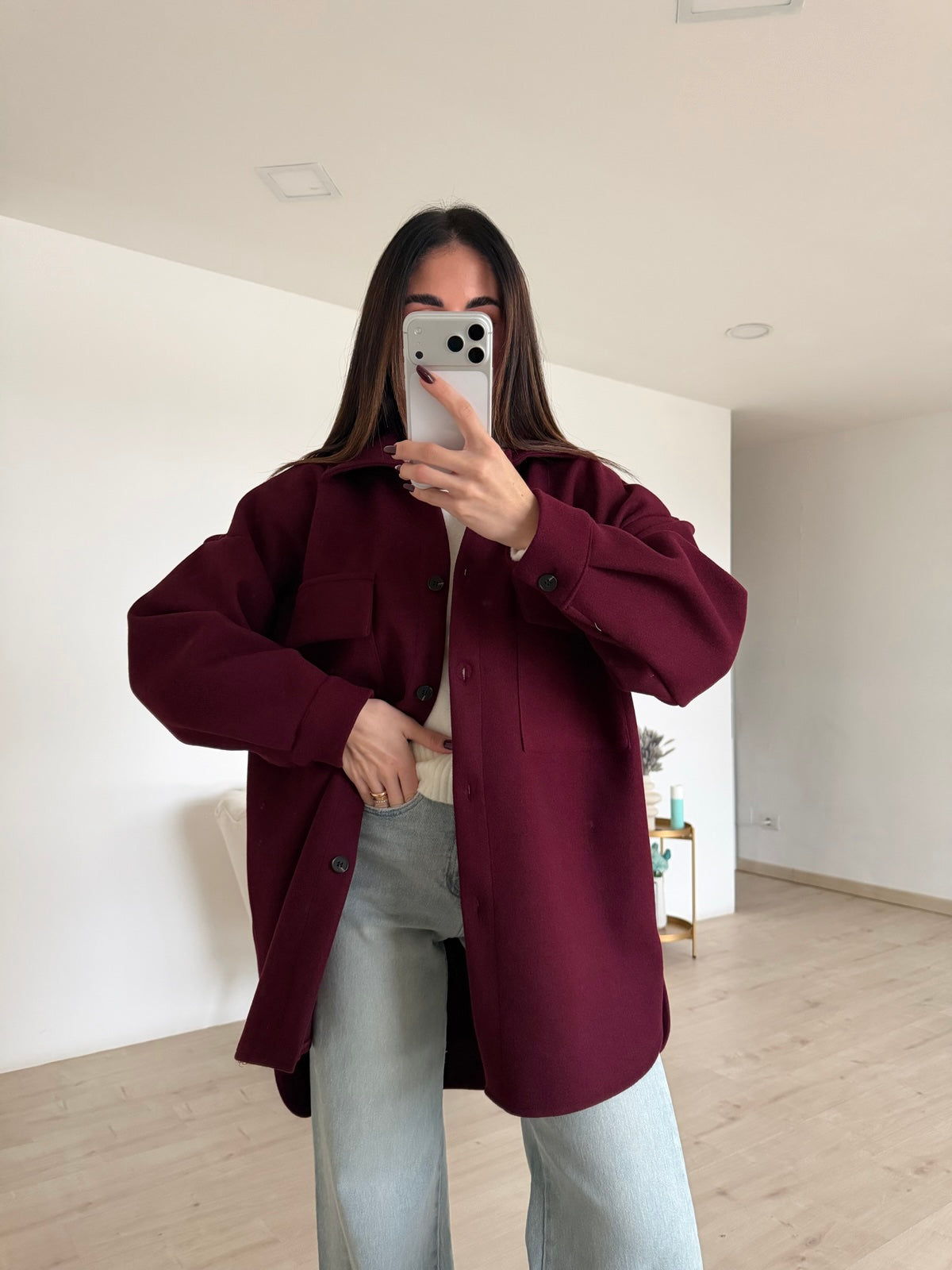 CAMICIA IN PANNO BORDEAUX