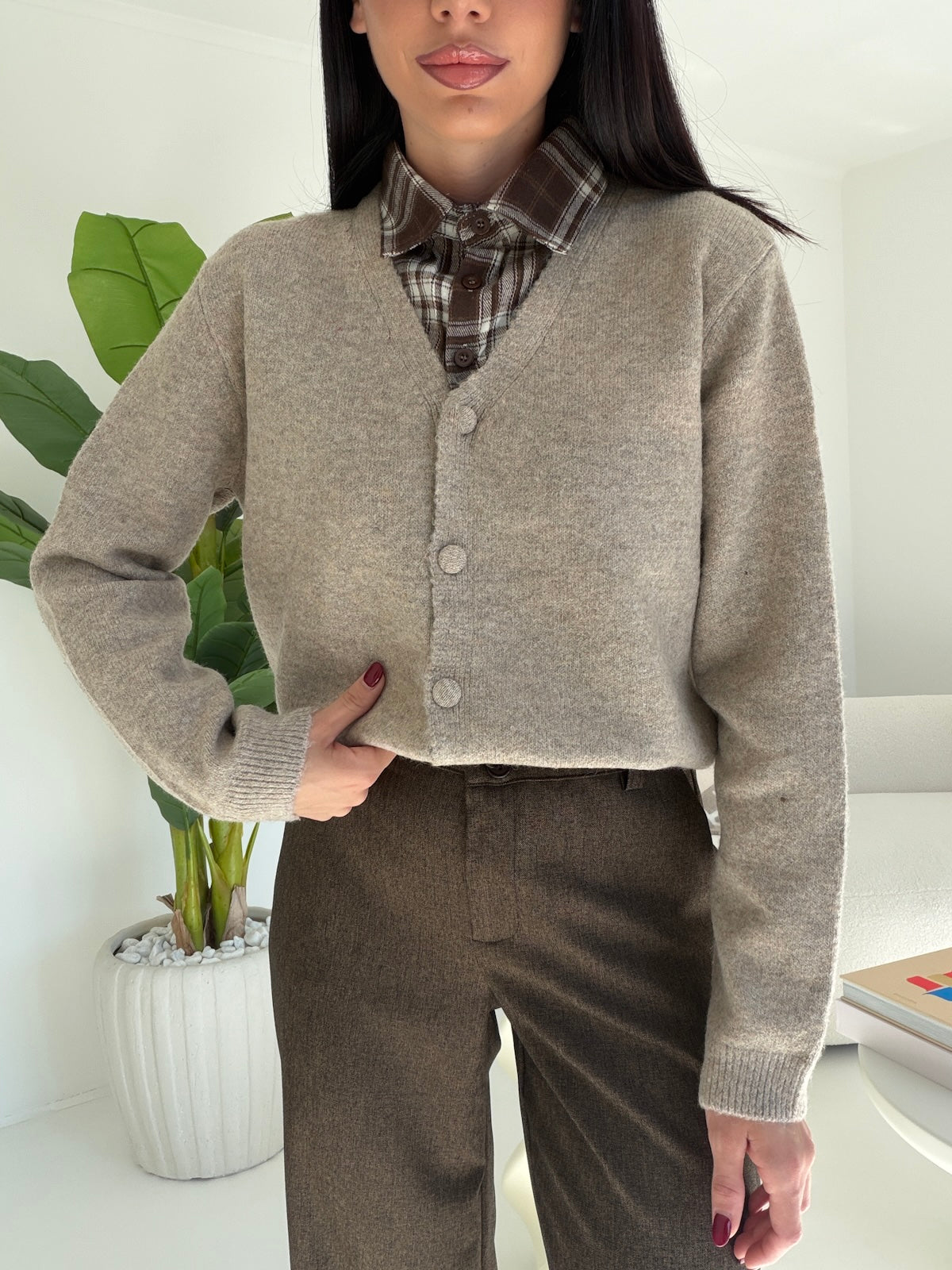 Y06090-CARDIGAN MELODY TAUPE