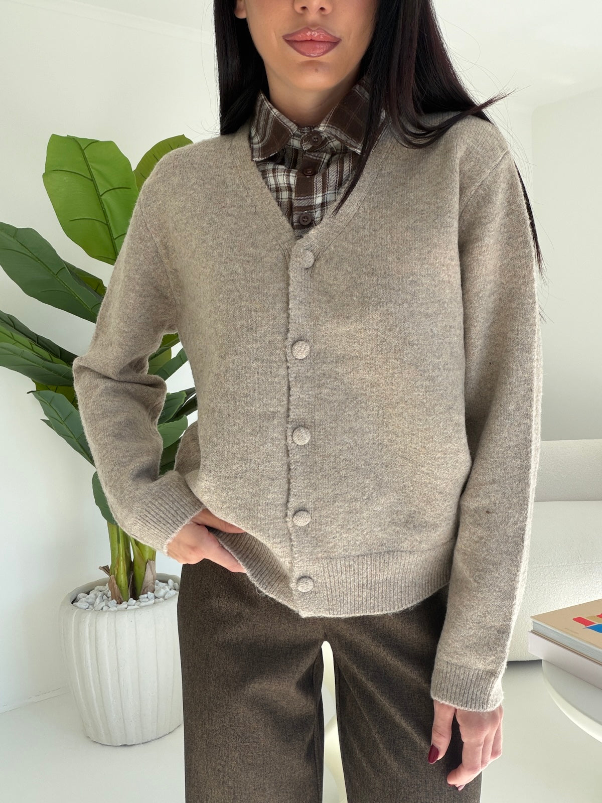 Y06090-CARDIGAN MELODY TAUPE