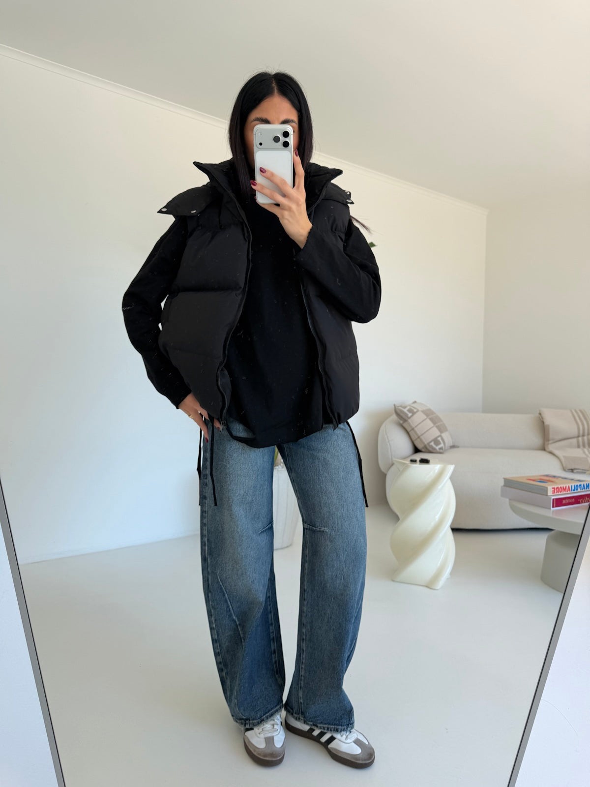 BOMBER SMANICATO NERO
