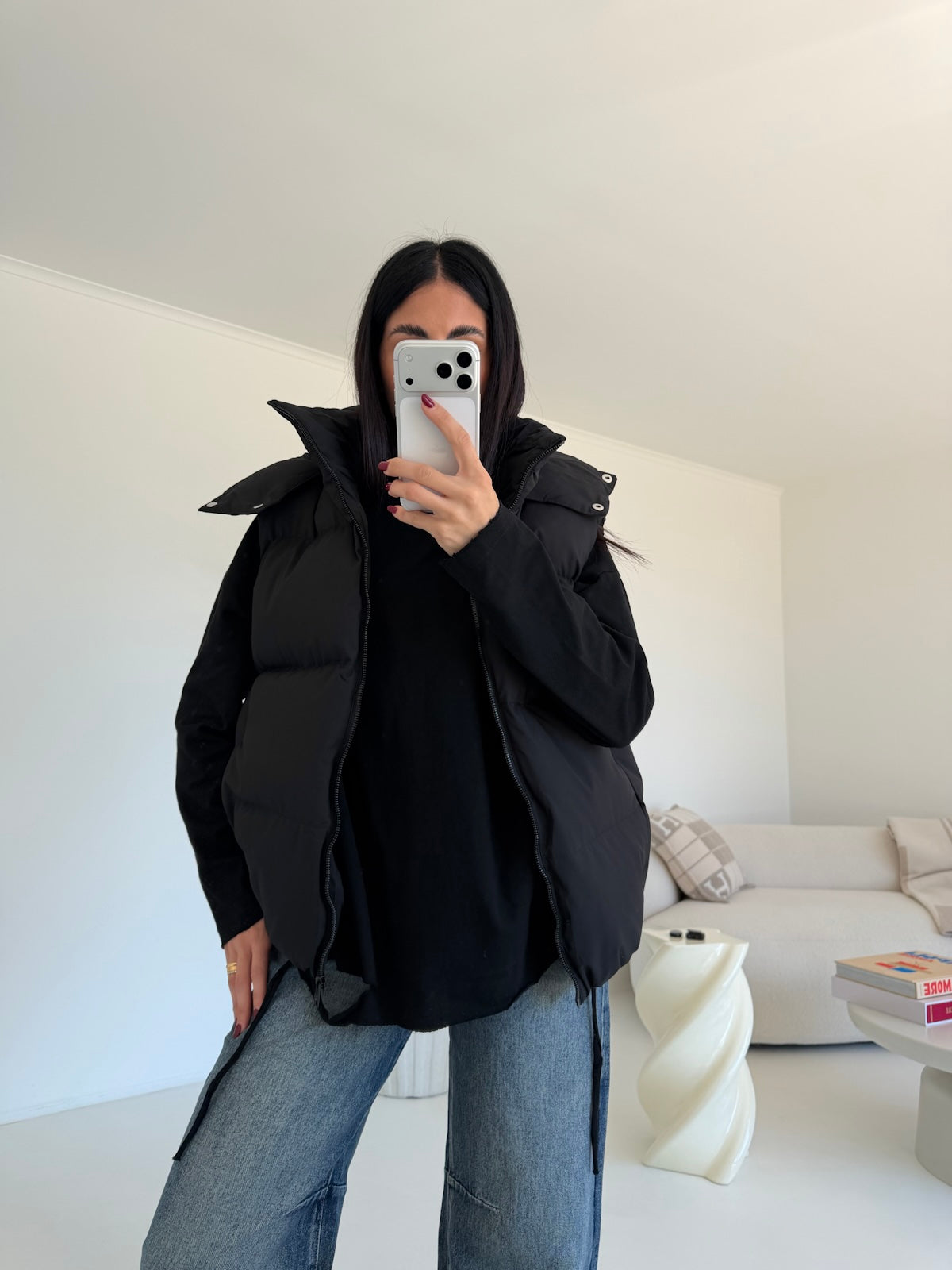 BOMBER SMANICATO NERO
