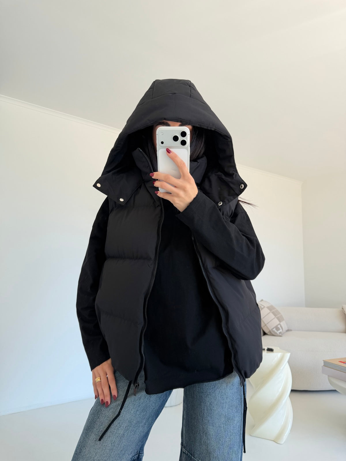 BOMBER SMANICATO NERO