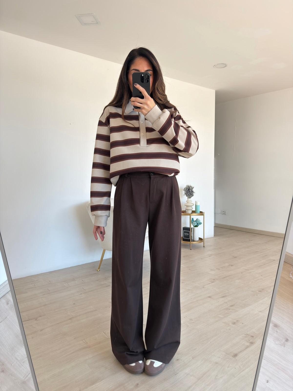 POLO BRUNA-TAUPE&CHOCO