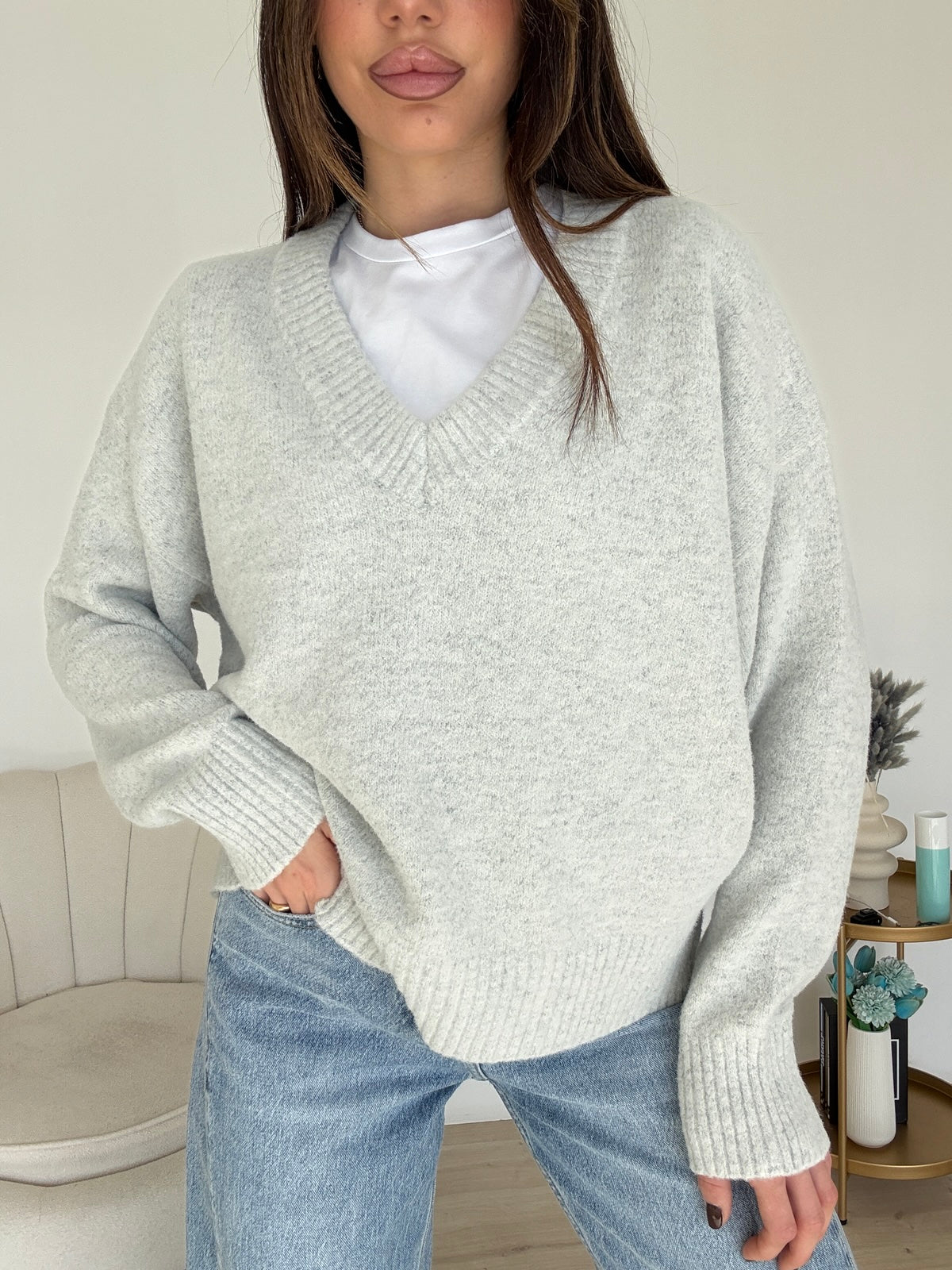 AQ63784-PULL FLUFFY LIGHT GREY