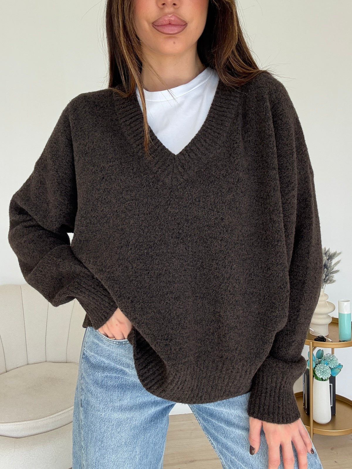 AQ63784-PULL FLUFFY CHOCO