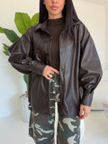 CAMICIA IN ECO PELLE CHOCO